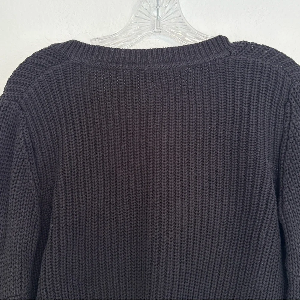 Free People Black Damsel Bell Sleeve Knit Sweater Size Medium